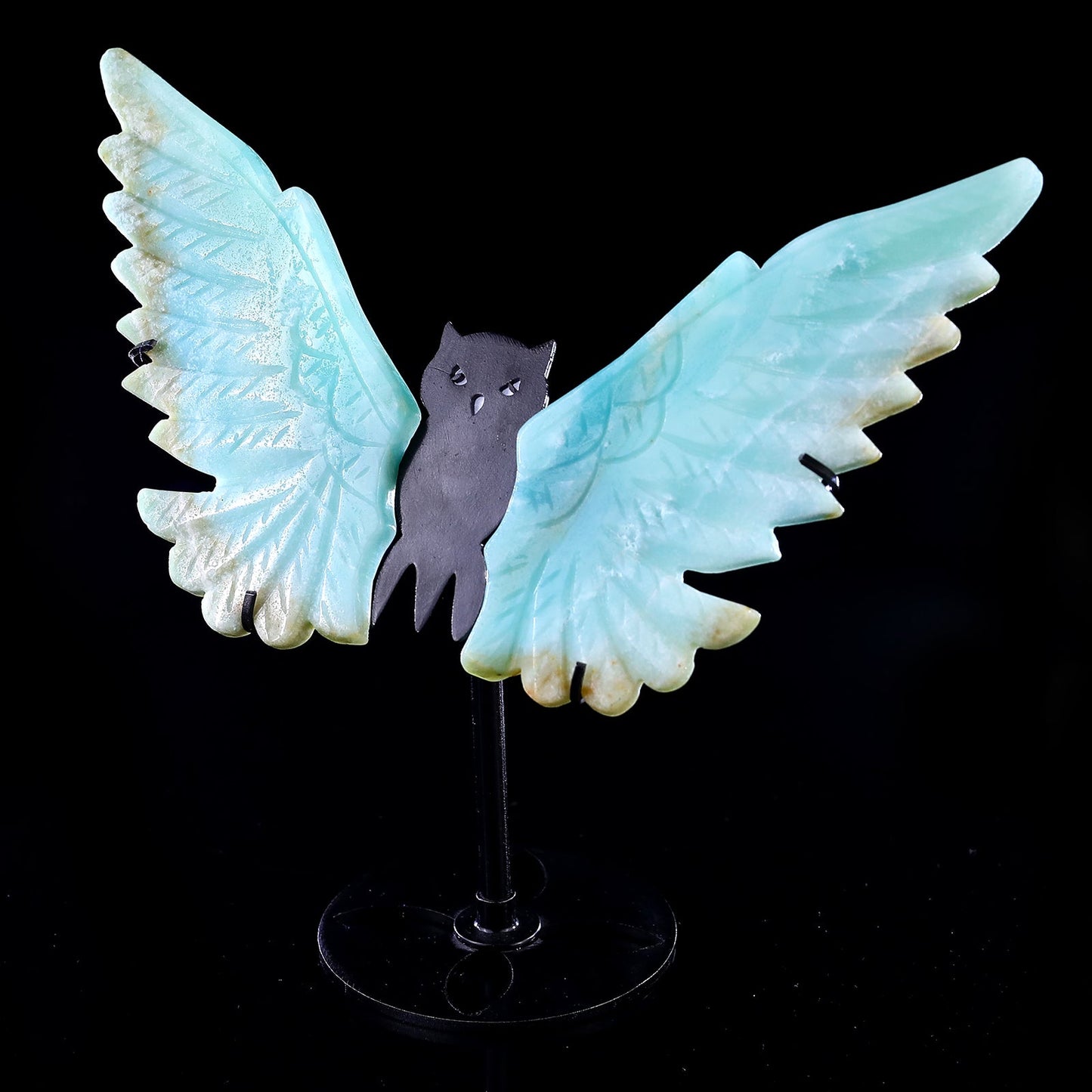 Nicedony 5.3" Amazonite Hand Carved Crystal Owl Wings Sculpture - View 8