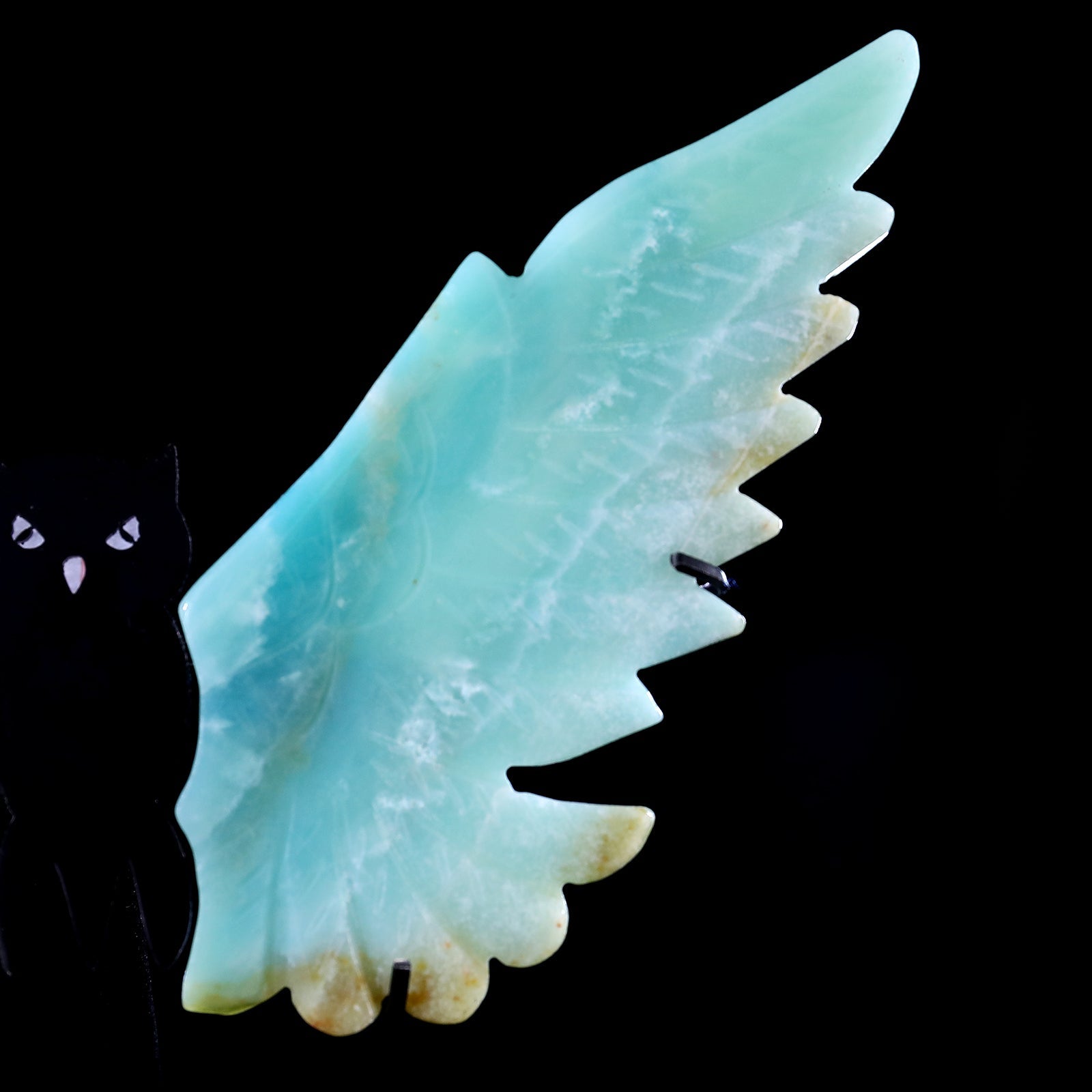 Nicedony 5.3" Amazonite Hand Carved Crystal Owl Wings Sculpture - View 3