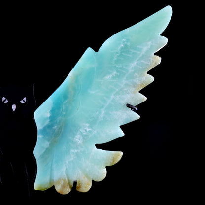 Nicedony 5.3" Amazonite Hand Carved Crystal Owl Wings Sculpture - View 3