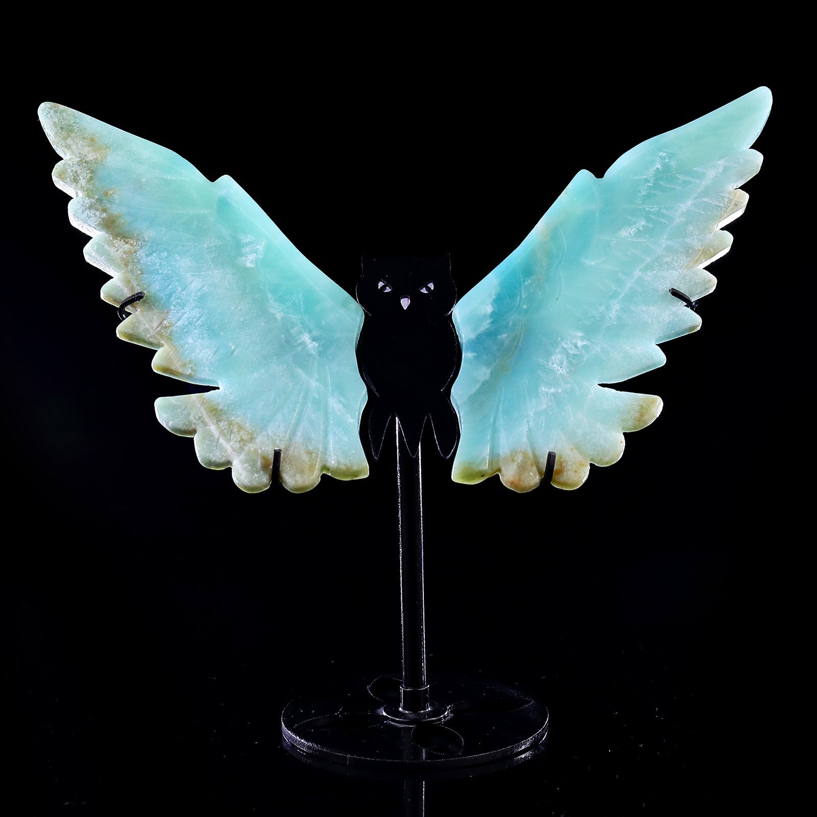 Nicedony 5.3" Amazonite Hand Carved Crystal Owl Wings Sculpture - View 2