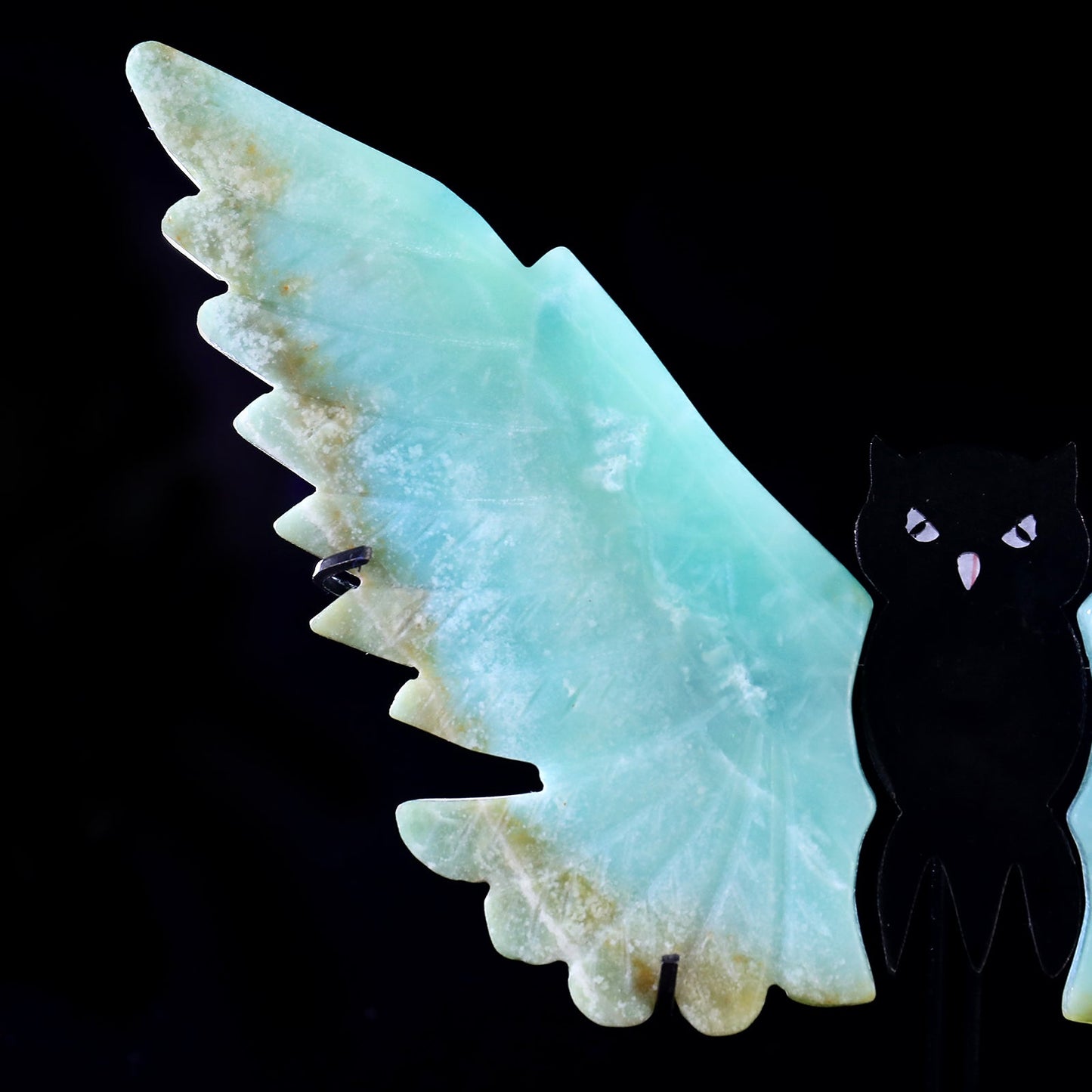 Nicedony 5.3" Amazonite Hand Carved Crystal Owl Wings Sculpture - View 4
