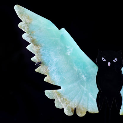 Nicedony 5.3" Amazonite Hand Carved Crystal Owl Wings Sculpture - View 4