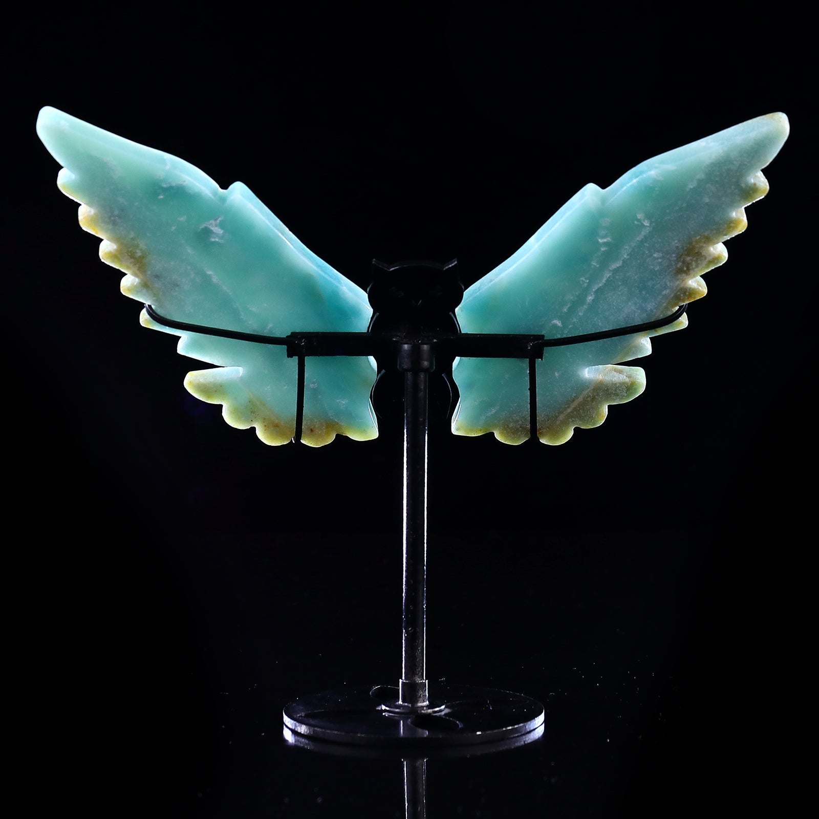 Nicedony 5.3" Amazonite Hand Carved Crystal Owl Wings Sculpture - View 7
