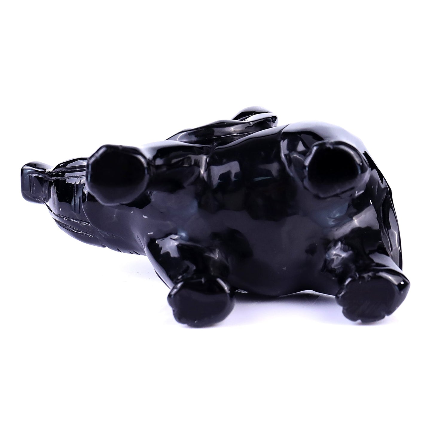 Nicedony 5.3" Black Obsidian Hand Carved Crystal Elephant Sculpture - View 6