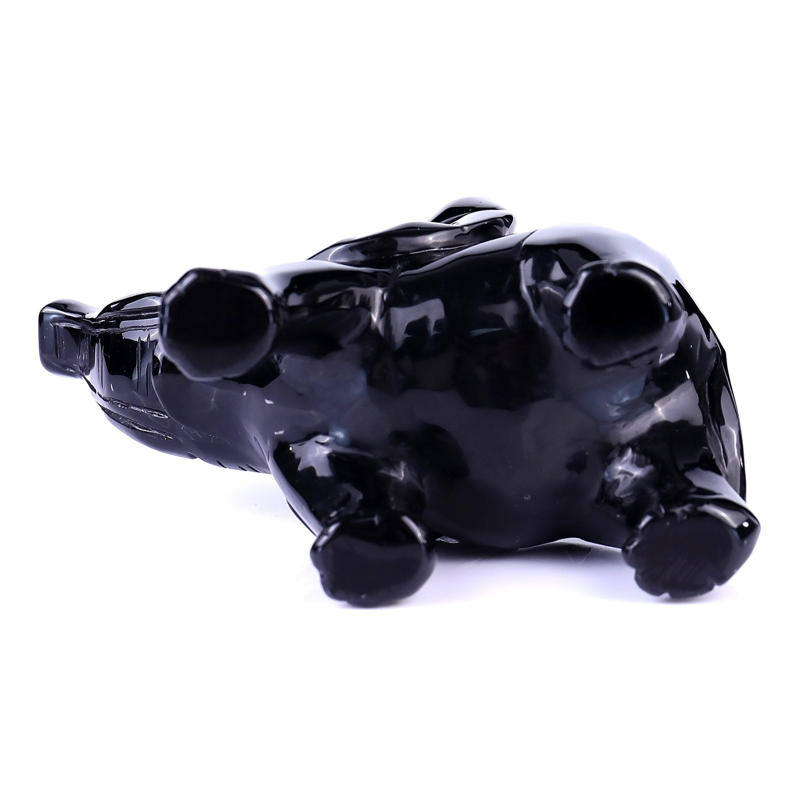 Nicedony 5.3" Black Obsidian Hand Carved Crystal Elephant Sculpture - View 6