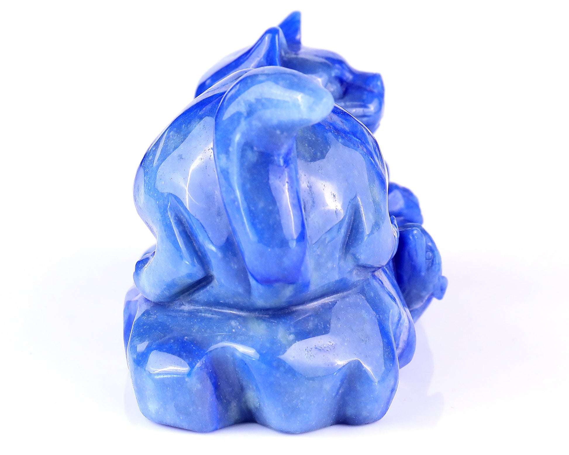 Nicedony 5.3" Blue Aventurine Hand Carved Cat and Mouse Sculpture - View 5