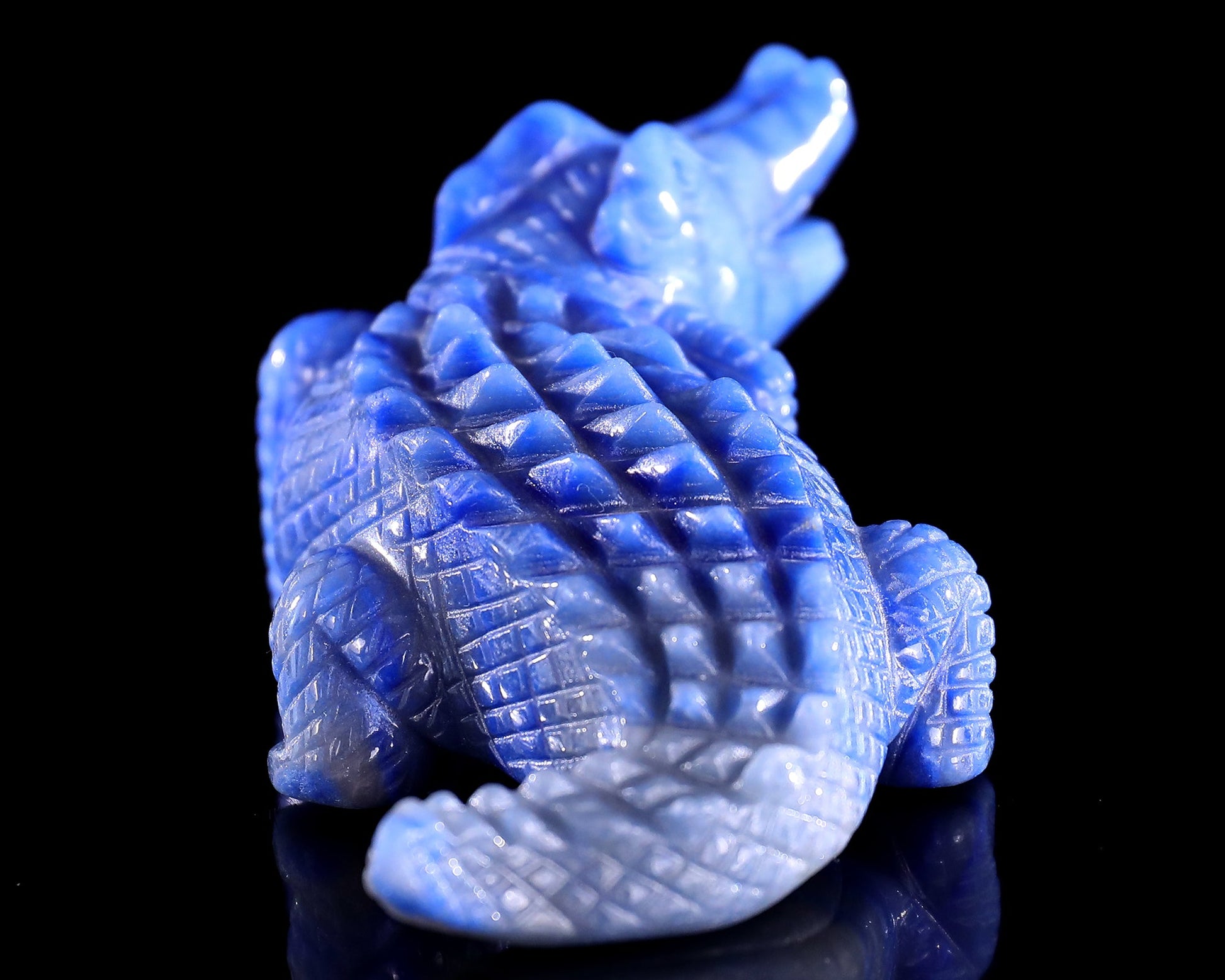 Nicedony 5.3" Blue Aventurine Hand Carved Crystal Crocodile Sculpture - View 7