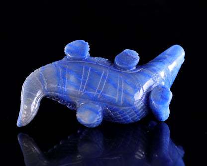 Nicedony 5.3" Blue Aventurine Hand Carved Crystal Crocodile Sculpture - View 9