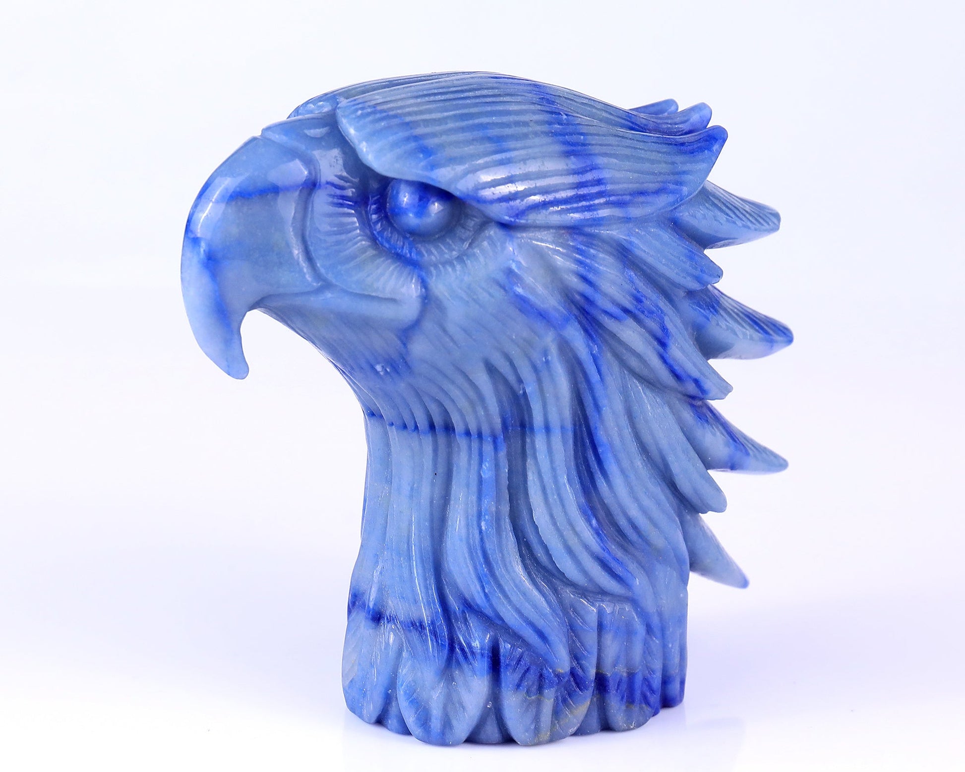 Nicedony 5.3" Blue Aventurine Hand Carved Eagle Head Sculpture - View 7