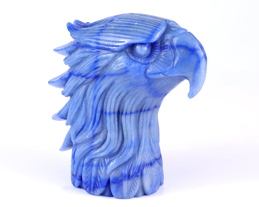 Nicedony 5.3" Blue Aventurine Hand Carved Eagle Head Sculpture