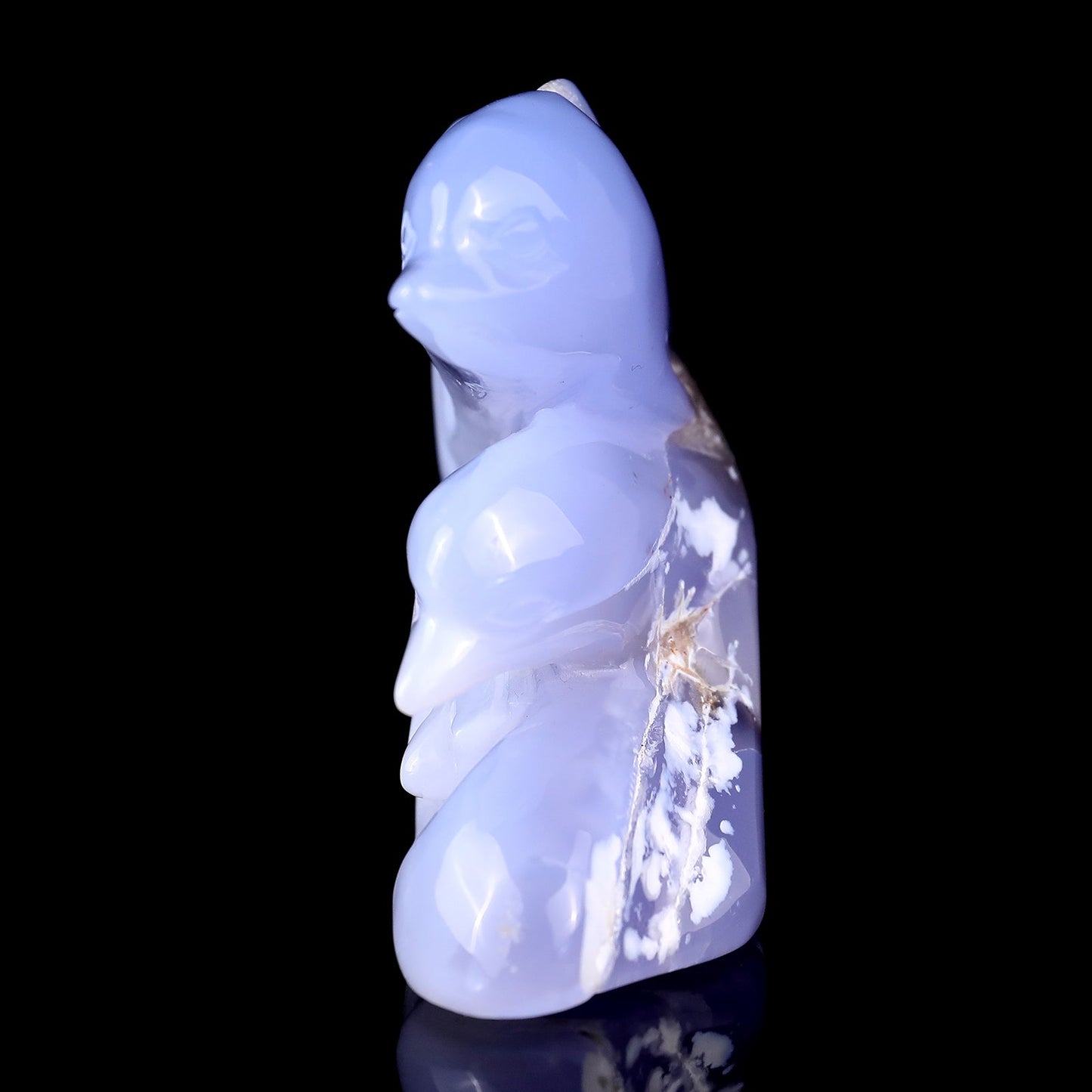 Nicedony 5.3" Blue Chalcedony Hand Carved Crystal Dolphins Sculpture - View 2