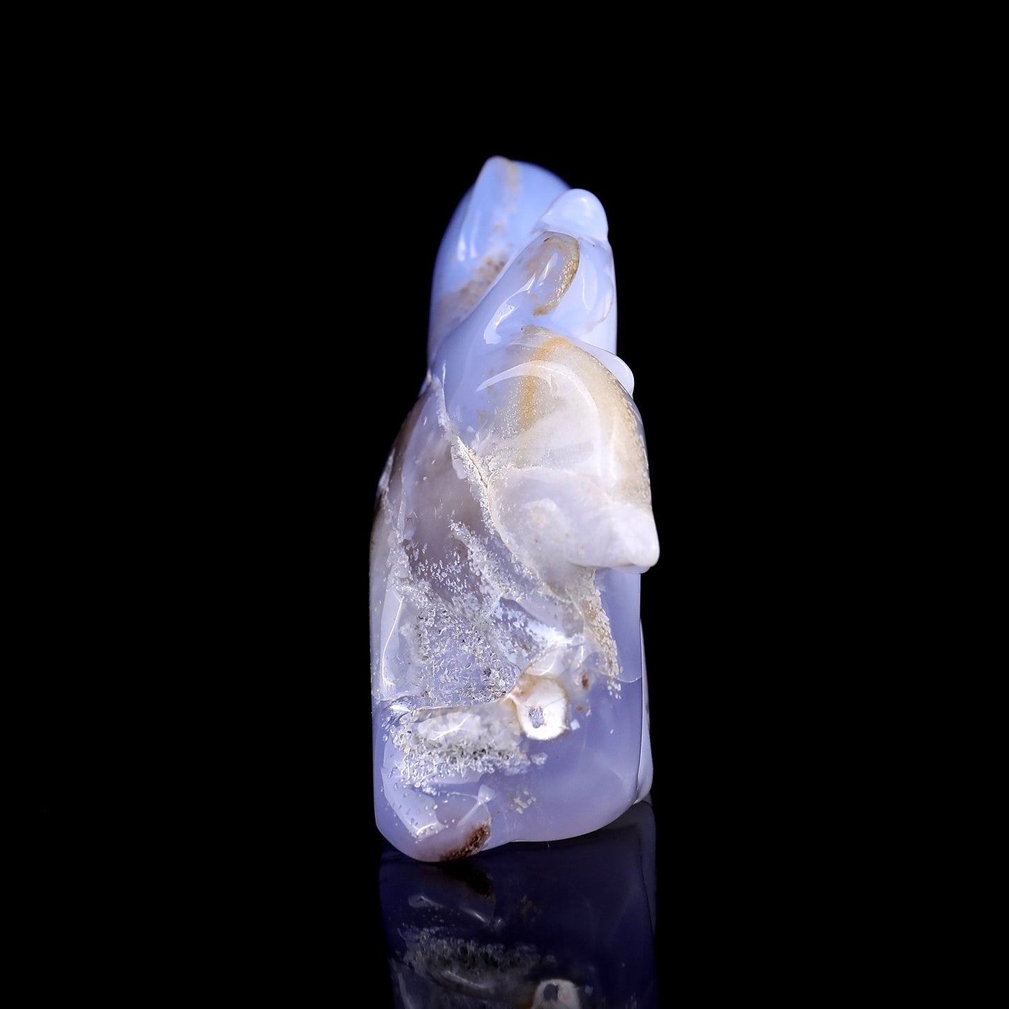 Nicedony 5.3" Blue Chalcedony Hand Carved Crystal Dolphins Sculpture - View 5