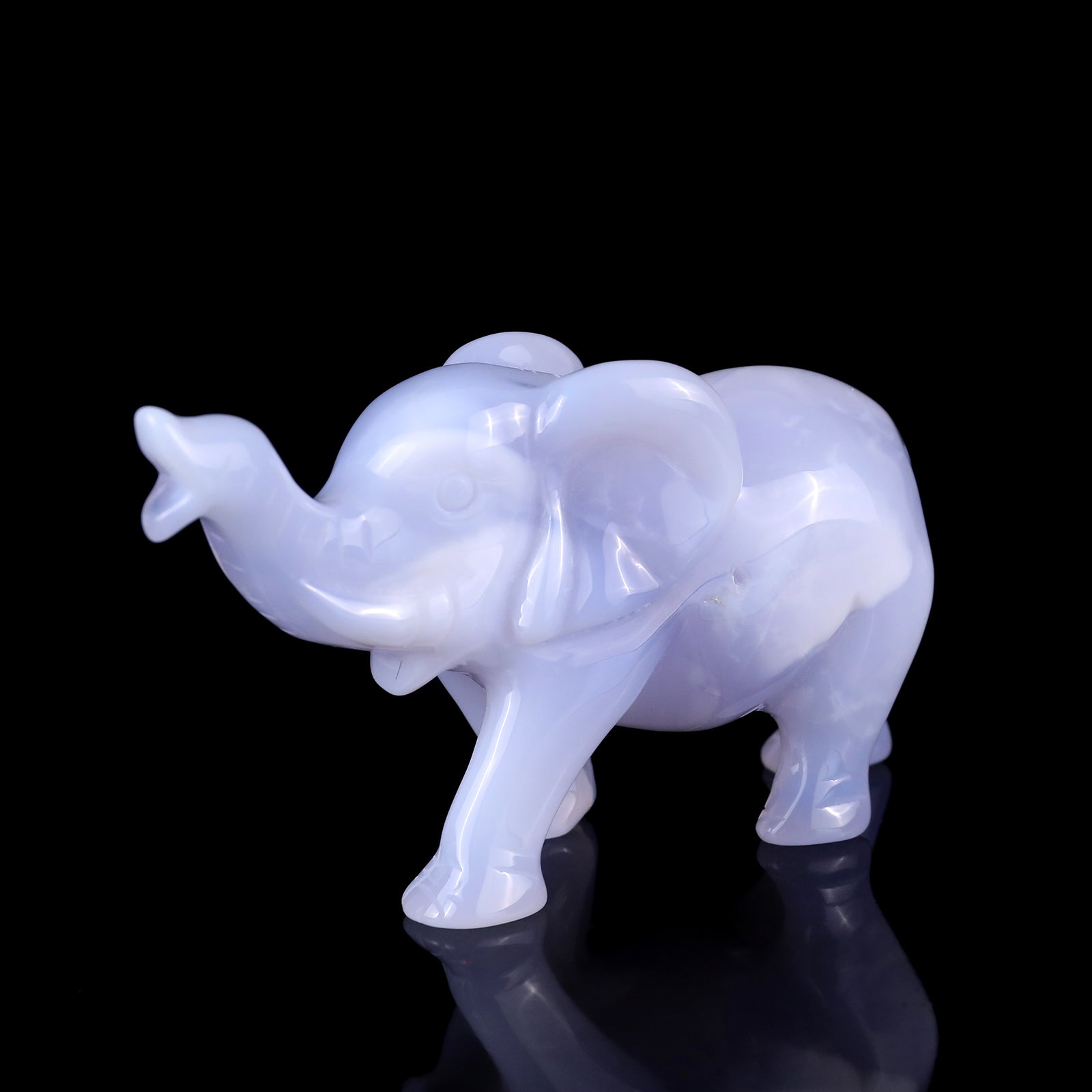Nicedony 5.3" Blue Chalcedony Hand Carved Crystal Elephant Sculpture - View 7