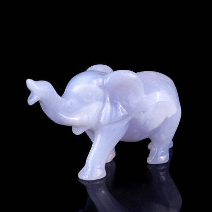 Nicedony 5.3" Blue Chalcedony Hand Carved Crystal Elephant Sculpture - View 7