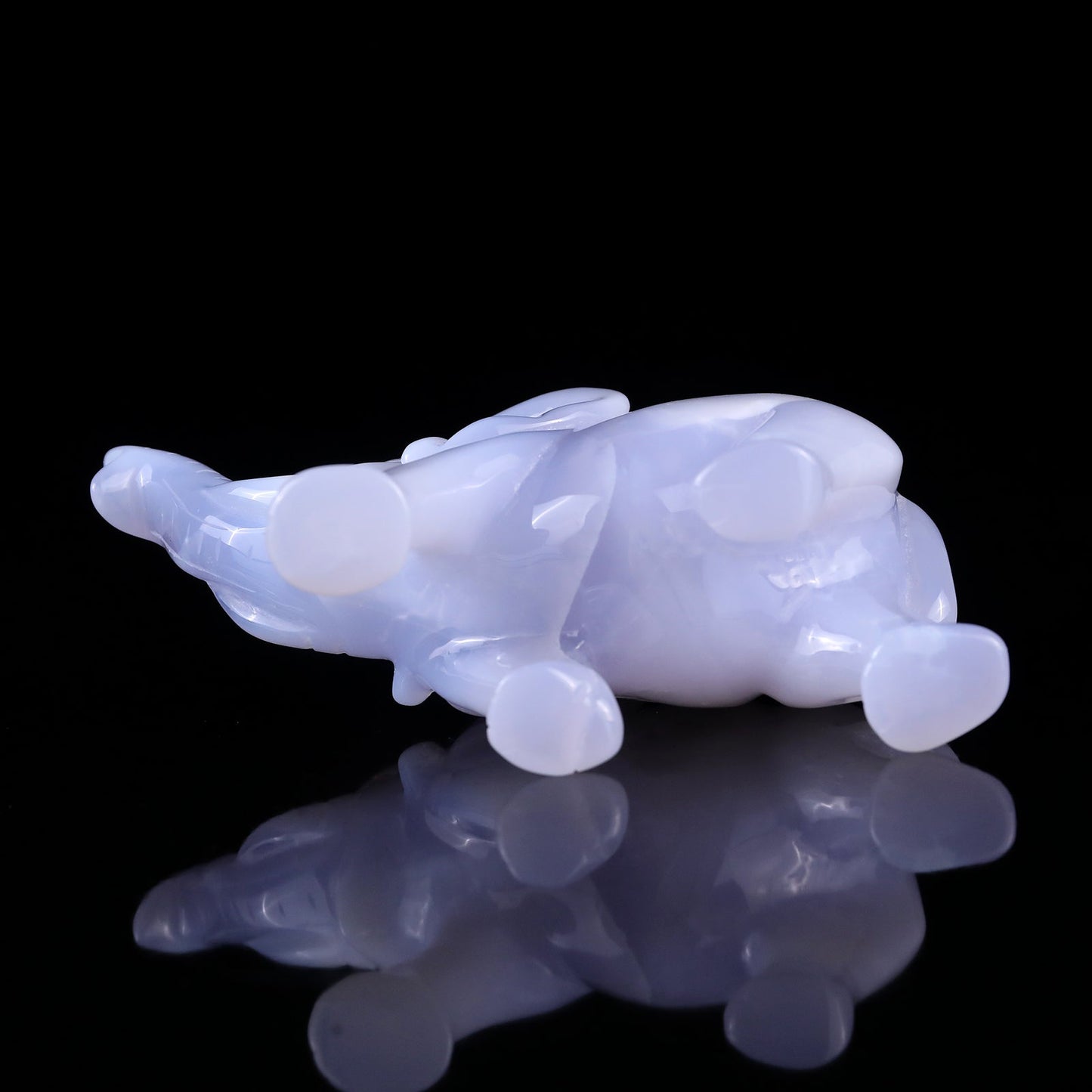 Nicedony 5.3" Blue Chalcedony Hand Carved Crystal Elephant Sculpture - View 6