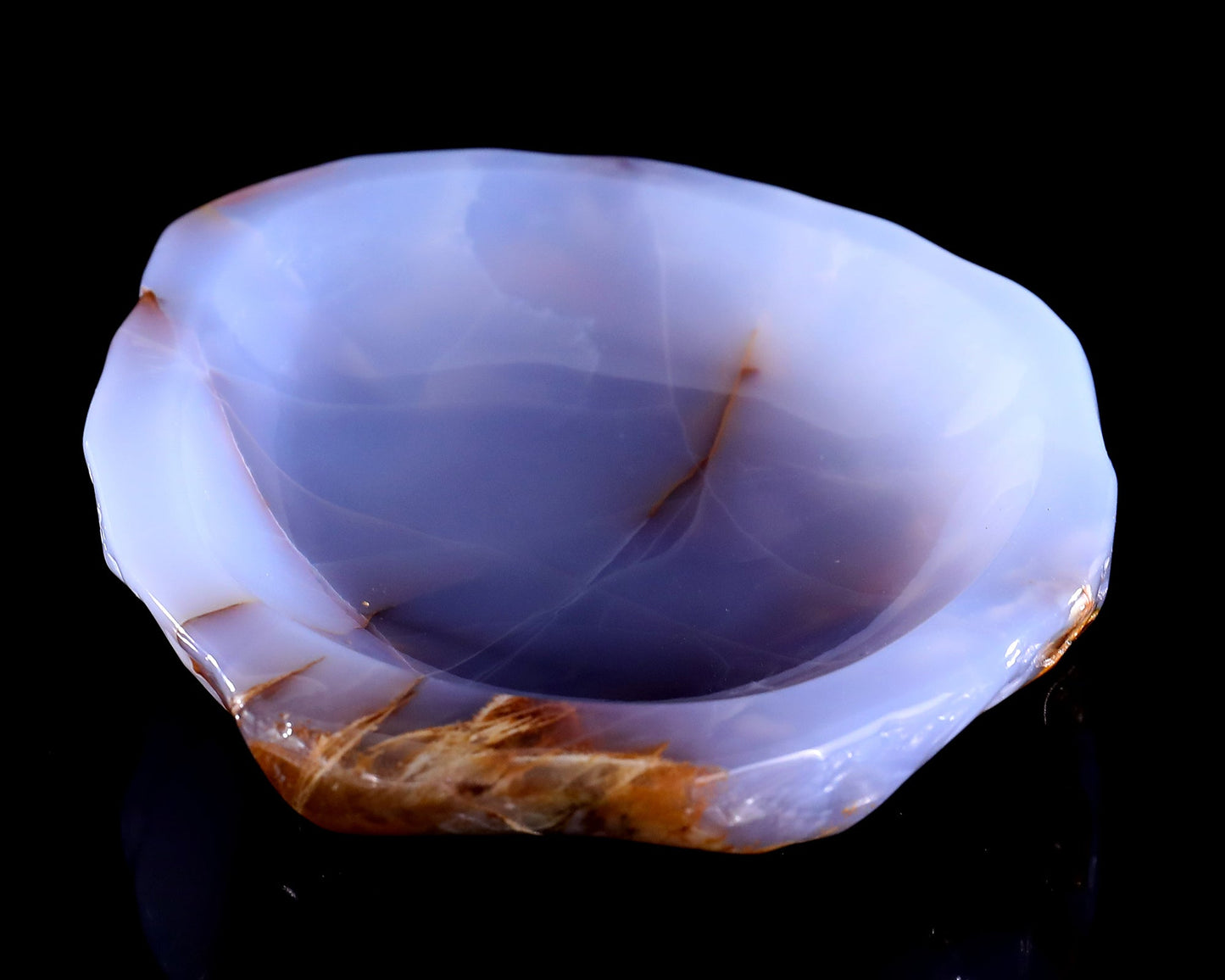 Nicedony 5.3" Blue Chalcedony Hand Carved Crystal Jewelry Tray Fruit Tray - View 2