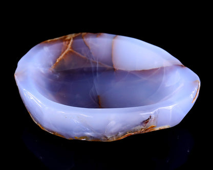 Nicedony 5.3" Blue Chalcedony Hand Carved Crystal Jewelry Tray Fruit Tray - View 3