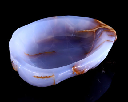 Nicedony 5.3" Blue Chalcedony Hand Carved Crystal Jewelry Tray Fruit Tray - View 4
