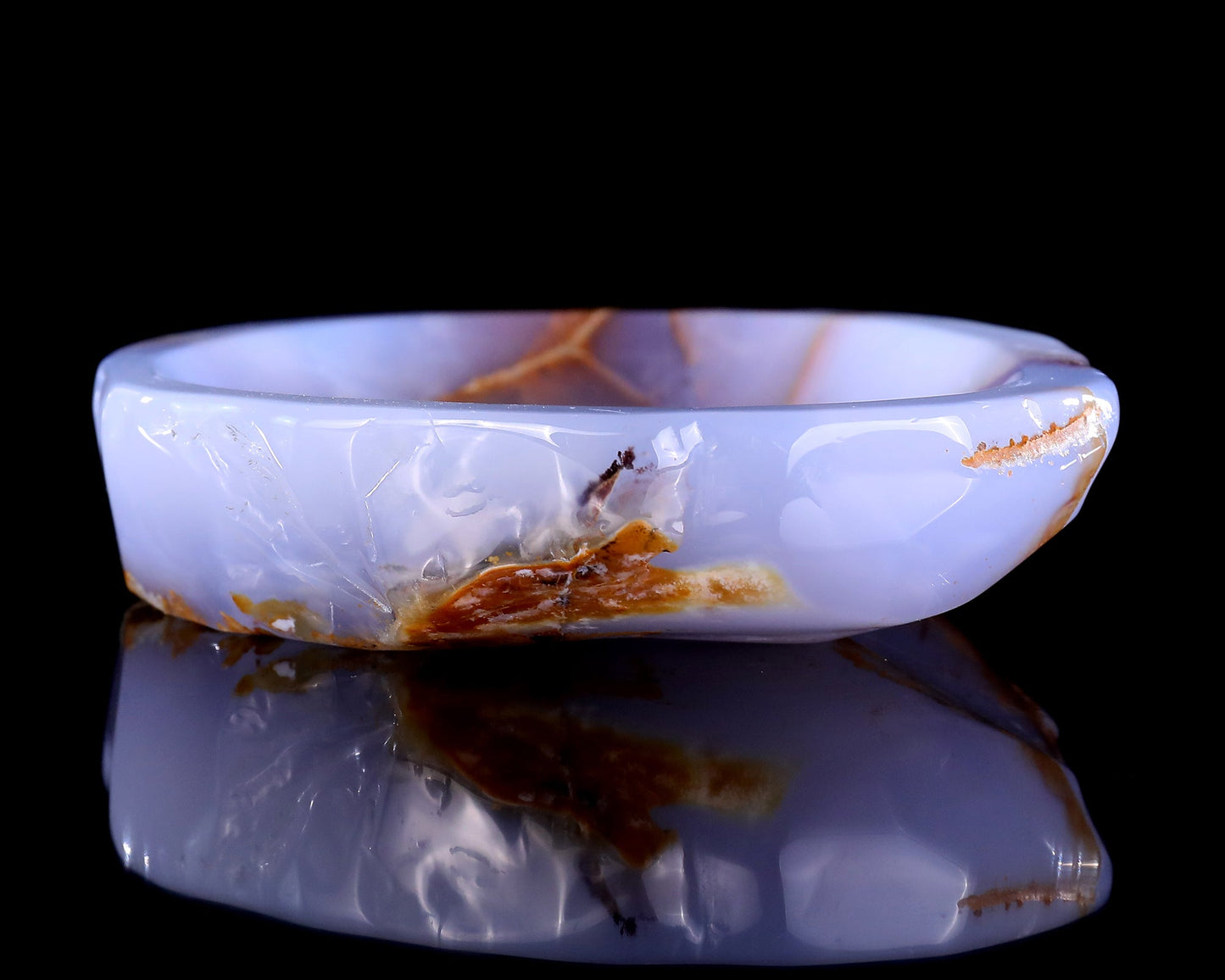 Nicedony 5.3" Blue Chalcedony Hand Carved Crystal Jewelry Tray Fruit Tray - View 9