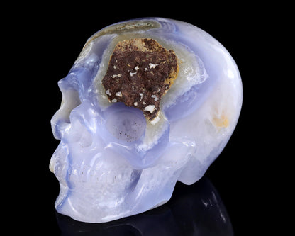 Nicedony 5.3" Blue Lace Agate Hand Carved Crystal Skull Sculpture - View 8