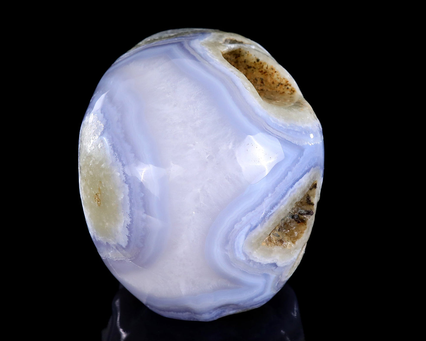 Nicedony 5.3" Blue Lace Agate Hand Carved Crystal Skull Sculpture - View 4
