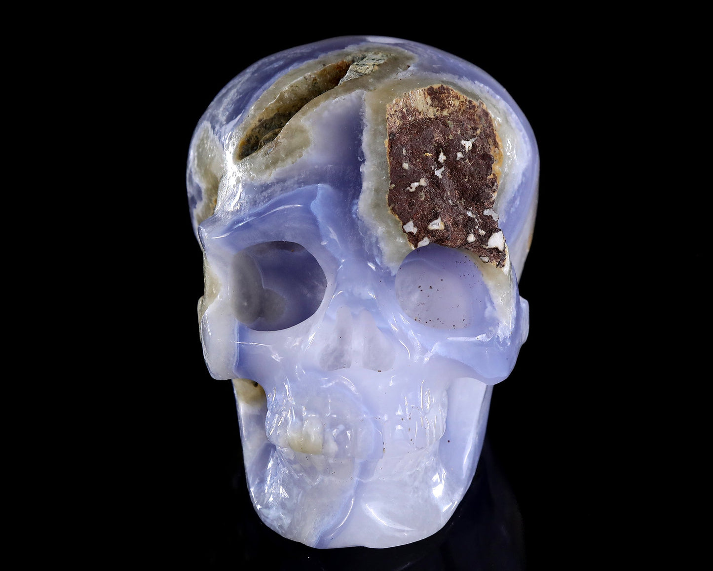 Nicedony 5.3" Blue Lace Agate Hand Carved Crystal Skull Sculpture - View 9