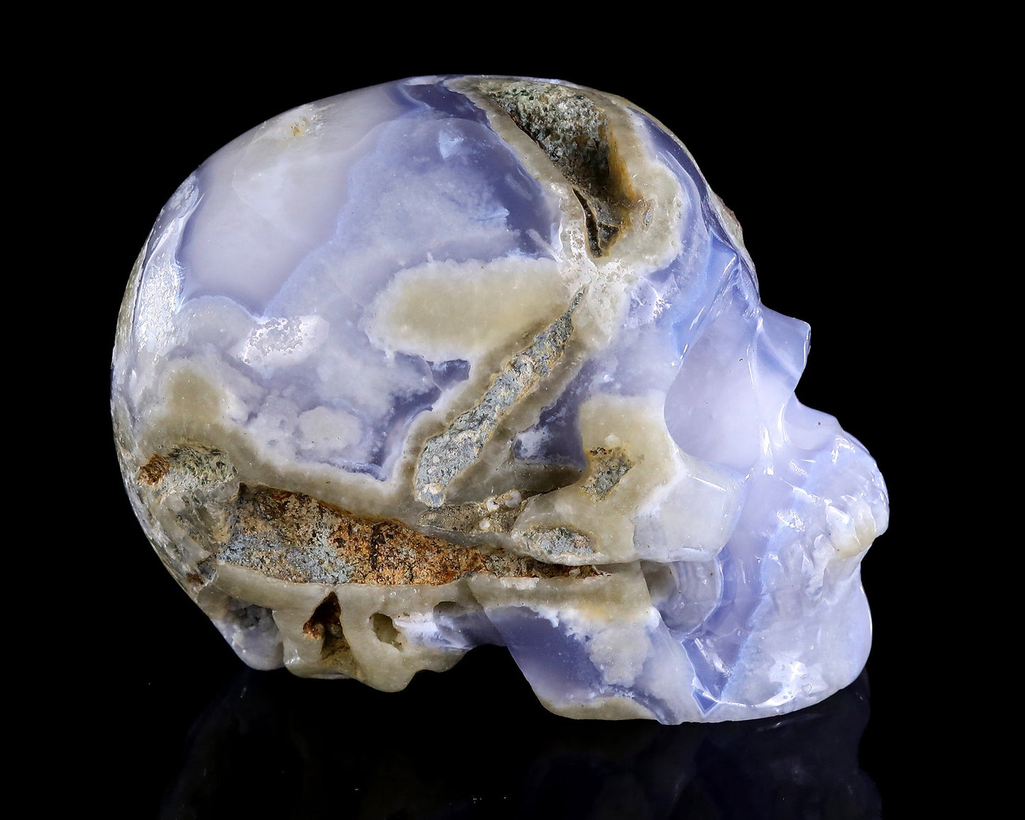 Nicedony 5.3" Blue Lace Agate Hand Carved Crystal Skull Sculpture - View 10
