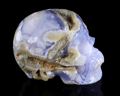 Nicedony 5.3" Blue Lace Agate Hand Carved Crystal Skull Sculpture - View 10