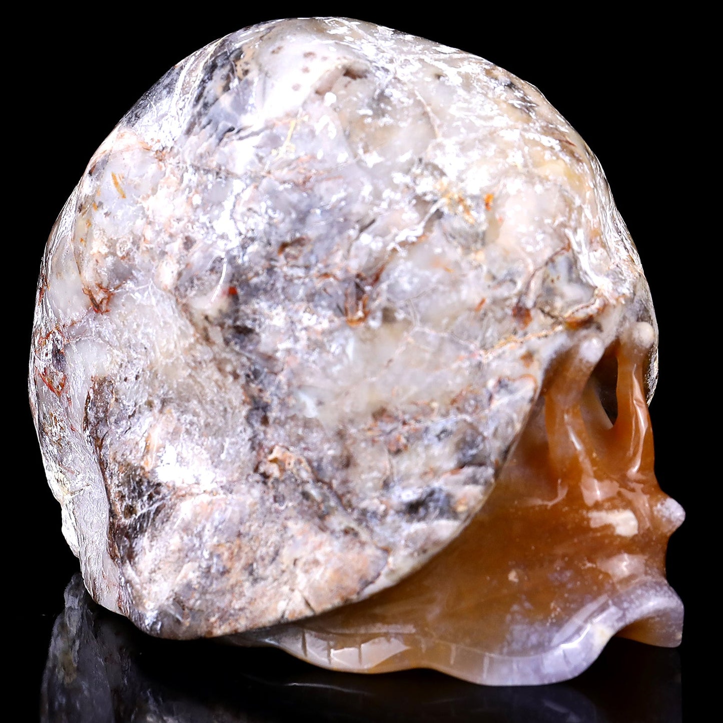 Nicedony 5.3" Chalcedony Hand Carved Crystal Snail Sculpture