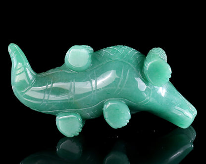 Nicedony 5.3" Green Aventurine Hand Carved Crocodile Sculpture - View 10