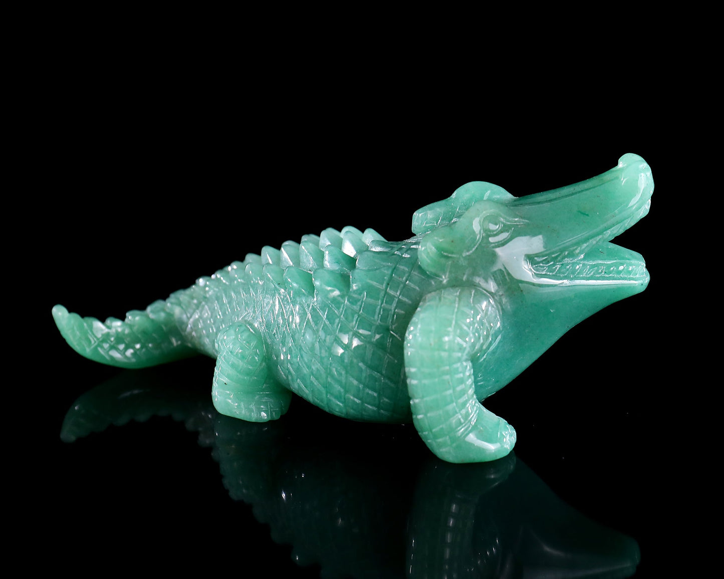 Nicedony 5.3" Green Aventurine Hand Carved Crocodile Sculpture - View 6
