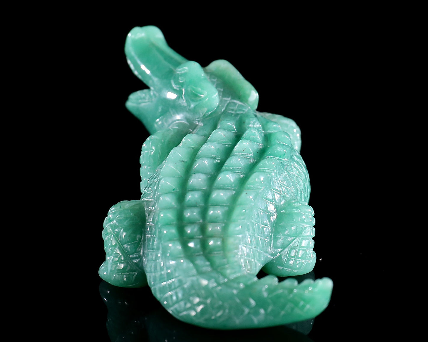 Nicedony 5.3" Green Aventurine Hand Carved Crocodile Sculpture - View 8