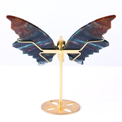Nicedony 5.3" Indian Agate Hand Carved Crystal Spirit Wings Sculpture - View 6
