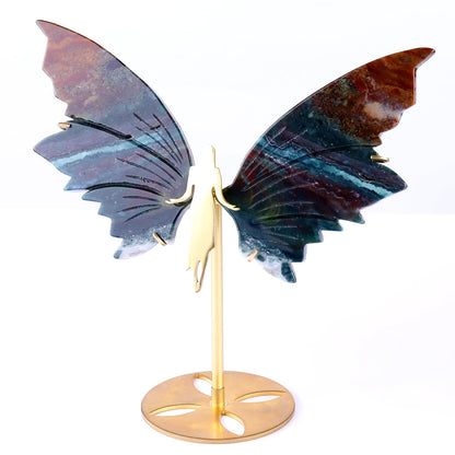 Nicedony 5.3" Indian Agate Hand Carved Crystal Spirit Wings Sculpture - View 7