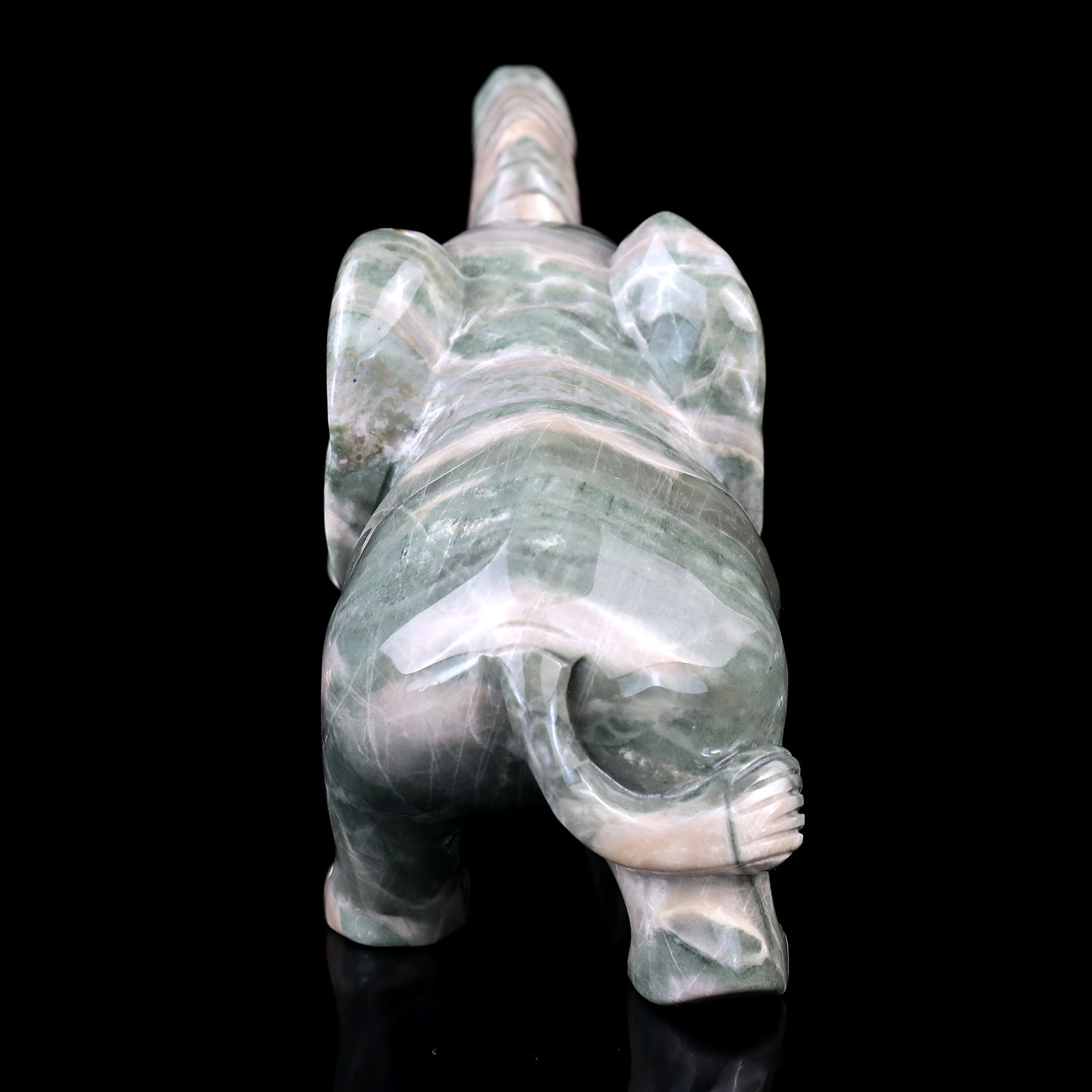Nicedony 5.3" Jiulong Jade Hand Carved Crystal Elephant Sculpture - View 5