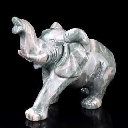 Nicedony 5.3" Jiulong Jade Hand Carved Crystal Elephant Sculpture - View 7