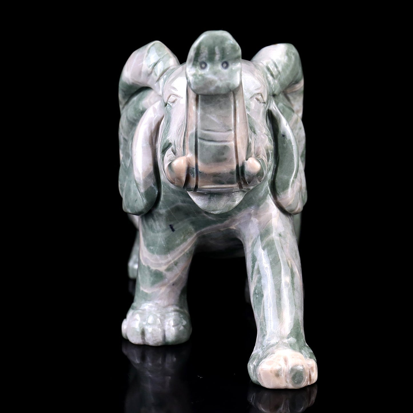 Nicedony 5.3" Jiulong Jade Hand Carved Crystal Elephant Sculpture - View 2