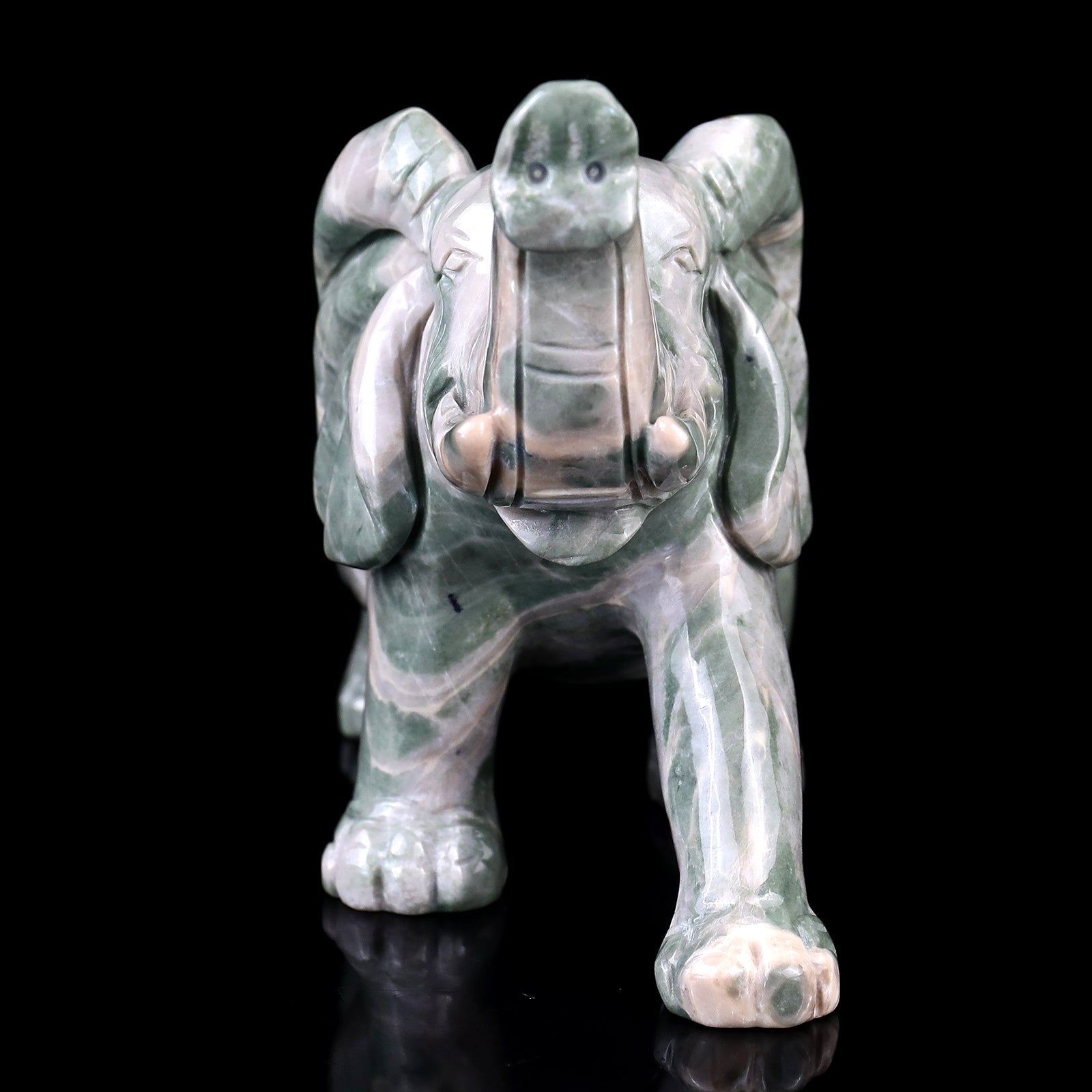 Nicedony 5.3" Jiulong Jade Hand Carved Crystal Elephant Sculpture - View 2