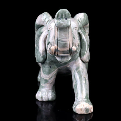Nicedony 5.3" Jiulong Jade Hand Carved Crystal Elephant Sculpture - View 2