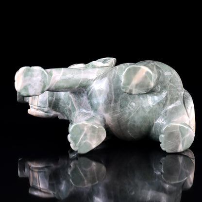 Nicedony 5.3" Jiulong Jade Hand Carved Crystal Elephant Sculpture - View 6