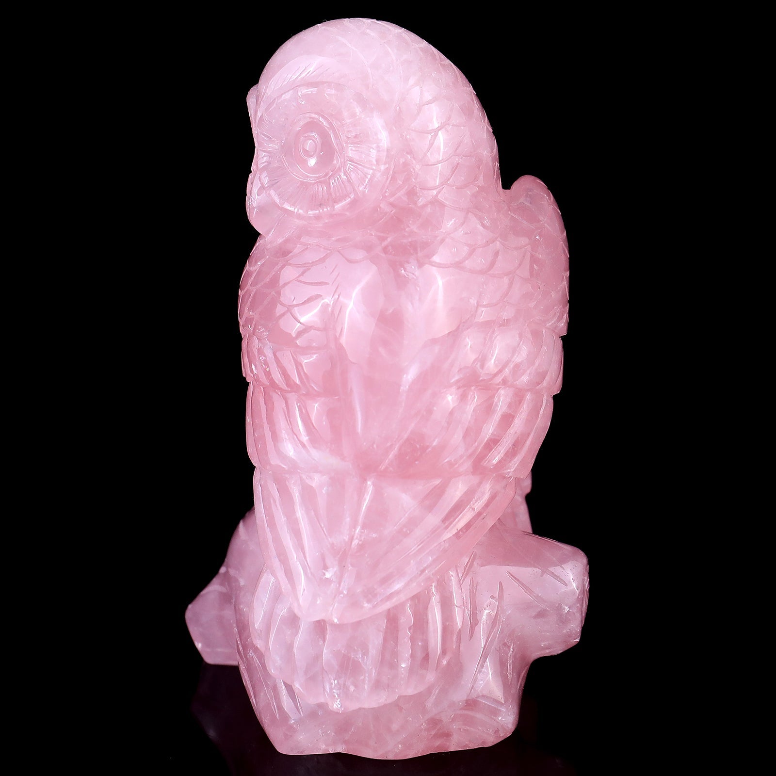 Nicedony 5.3" Rose Quartz Hand Carved Crystal Owls Sculpture - View 4