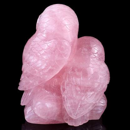 Nicedony 5.3" Rose Quartz Hand Carved Crystal Owls Sculpture - View 5