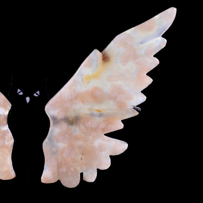 Nicedony 5.3" Sakura Agate Hand Carved Crystal Owl Wings Sculpture - View 3