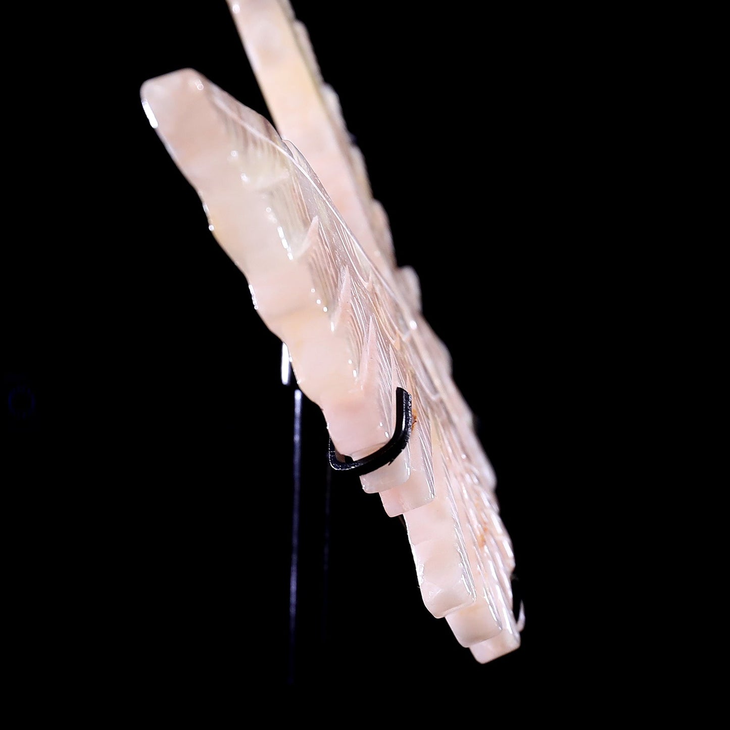 Nicedony 5.3" Sakura Agate Hand Carved Crystal Owl Wings Sculpture - View 6