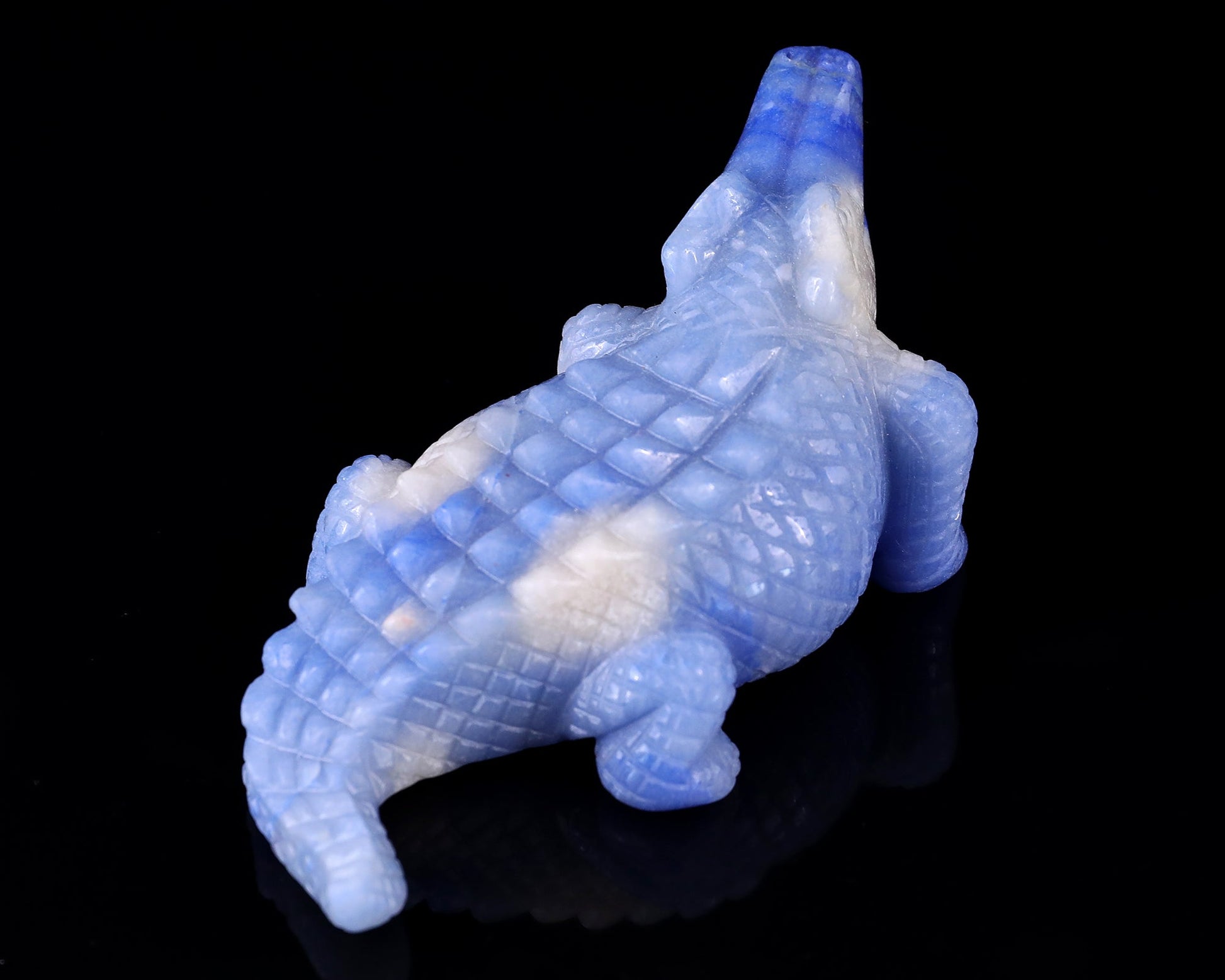 Nicedony 5.4" Blue Aventurine Hand Carved Crystal Crocodile Sculpture - View 6