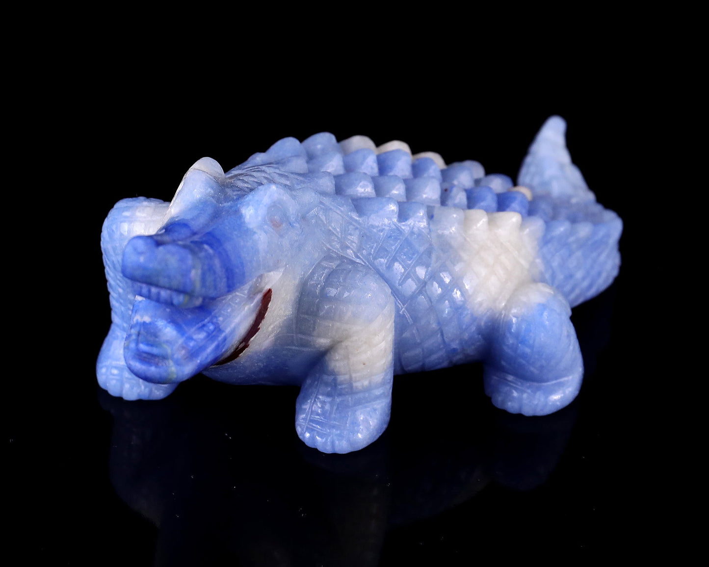 Nicedony 5.4" Blue Aventurine Hand Carved Crystal Crocodile Sculpture - View 2
