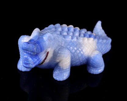 Nicedony 5.4" Blue Aventurine Hand Carved Crystal Crocodile Sculpture - View 2