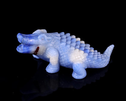 Nicedony 5.4" Blue Aventurine Hand Carved Crystal Crocodile Sculpture
