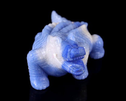Nicedony 5.4" Blue Aventurine Hand Carved Crystal Crocodile Sculpture - View 3