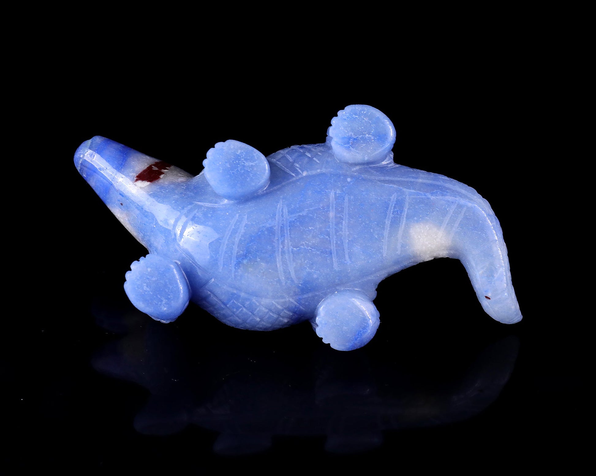 Nicedony 5.4" Blue Aventurine Hand Carved Crystal Crocodile Sculpture - View 9